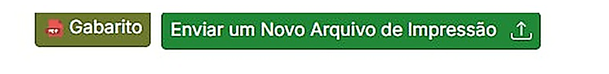 Botões dentro do pedido Lumenpack: “Gabarito” e “Enviar um Novo Arquivo de Impressão”, este último com ícone de upload.