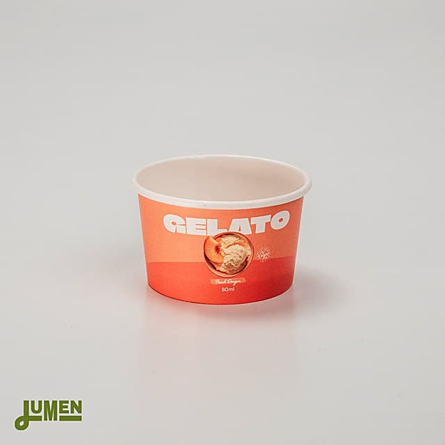 Pote de papel personalizado Lumenpack de 80 ml com arte "Gelato".